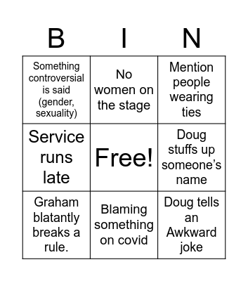 Dedication Sunday Bingo Card