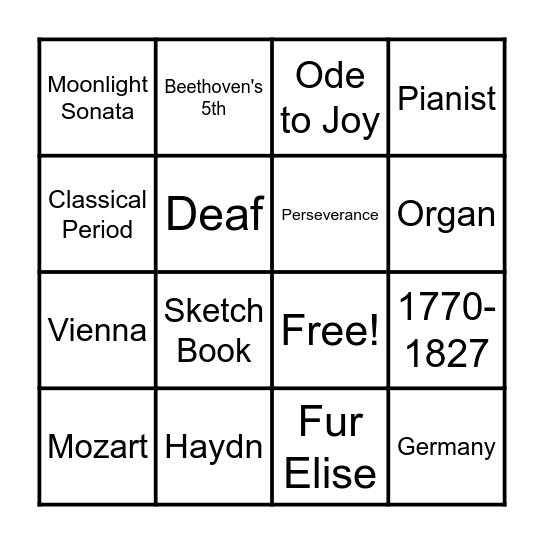 LUDWIG VAN BEETHOVEN Bingo Card