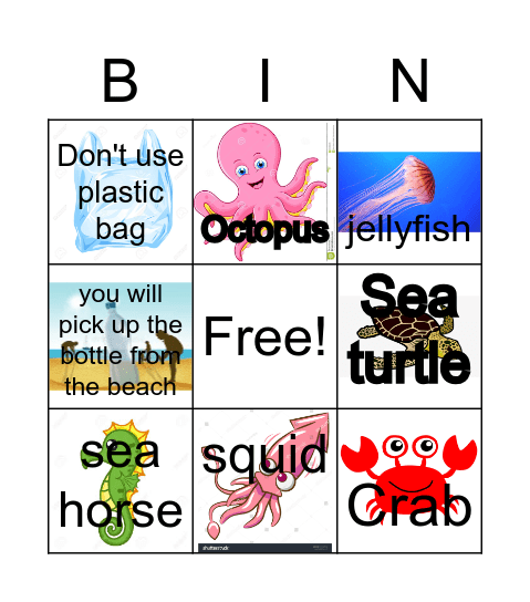 Sea turtle Bingo Card