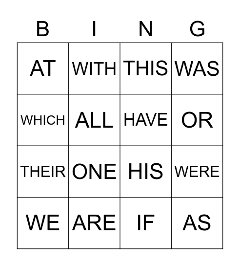 HEART WORD BINGO - B Bingo Card