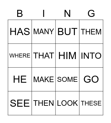 HEART WORD BINGO - C Bingo Card