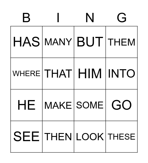HEART WORD BINGO - C Bingo Card