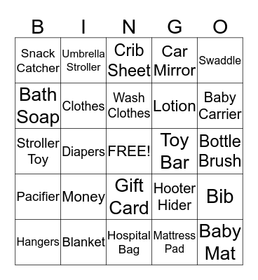 BABY SHOWER Bingo Card