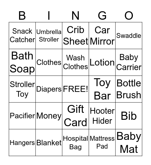 BABY SHOWER Bingo Card