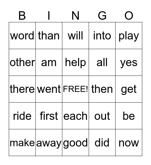 Sight Words Bingo #3 Bingo Card