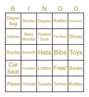 Hudson's Baby Shower Bingo Card