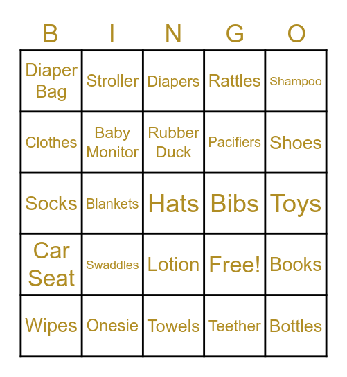 Hudson's Baby Shower Bingo Card