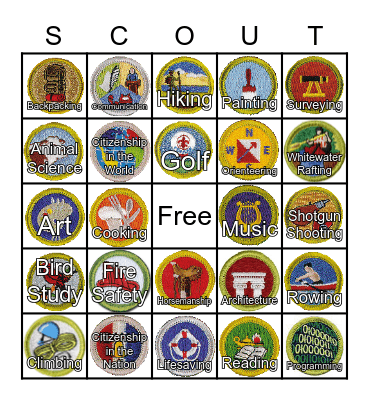 Merit Badge Bingo Card