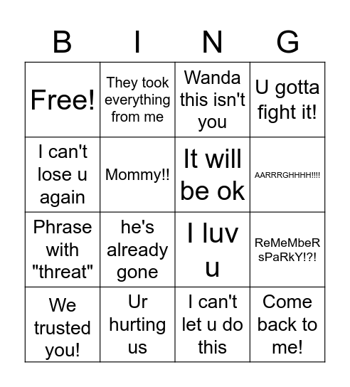 WandaVision Phrase Predictions Bingo Card