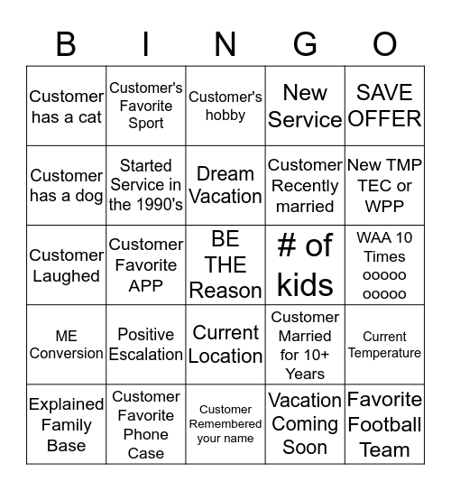 Who's Connecting Bingo! Bingo Card