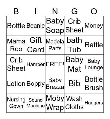 BABY SHOWER Bingo Card