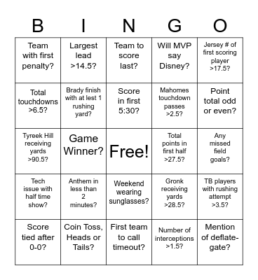 Bocce Superbowl Bingo 2021 Bingo Card