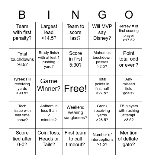 Bocce Superbowl Bingo 2021 Bingo Card