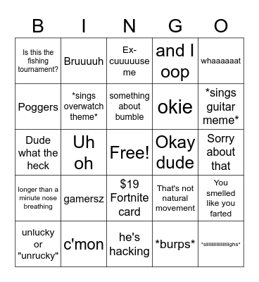 Jared's Bingo Card