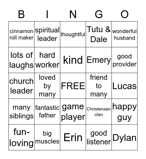 Teage Bingo Card