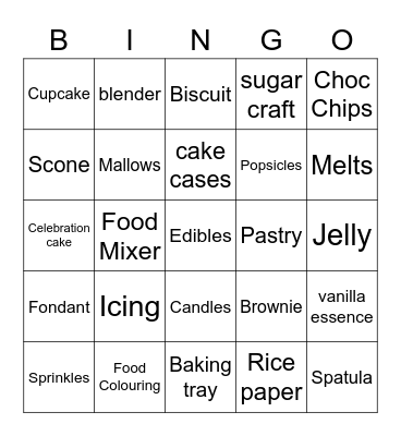 Baking Bingo Card