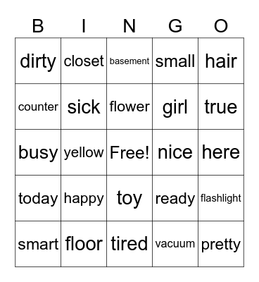 Unit 1 Vocabulary Bingo Card