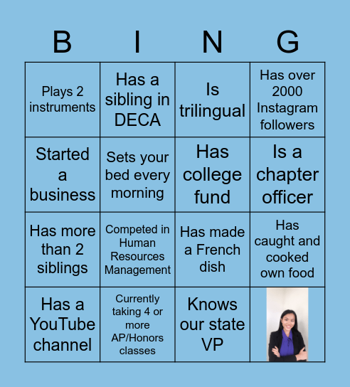 DECA Competition Bingo Card