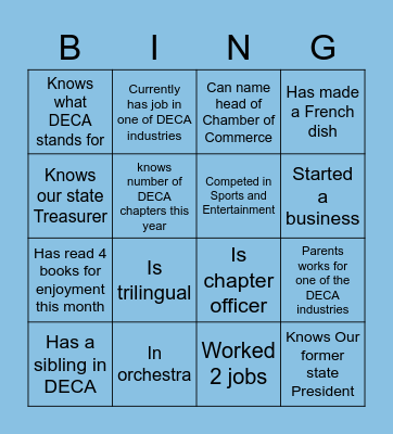 DECA Competition Bingo Card