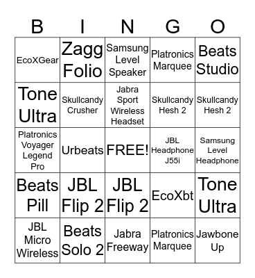 February Accessory Bingo Card