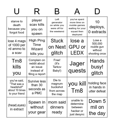 Time to Log Off Bingo Card