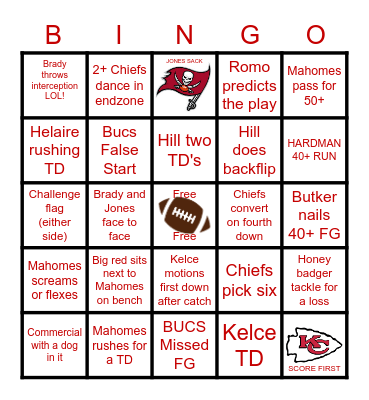 SuperBowl LV Bingo Card