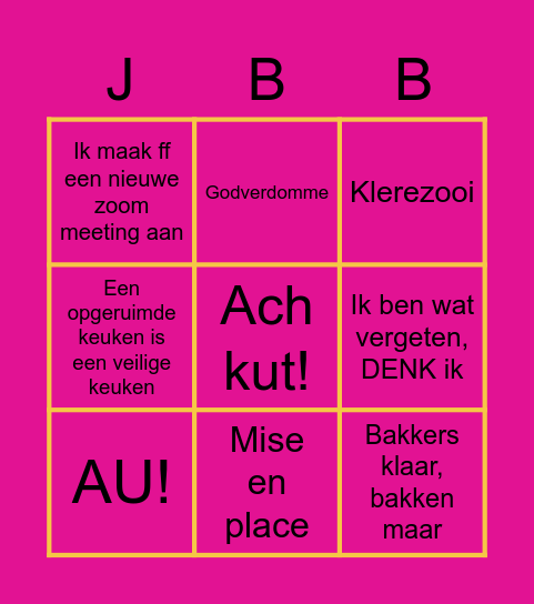 Jaspers bakbingo Card