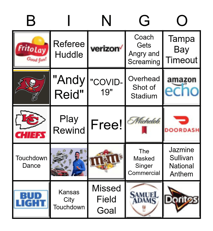 Super Bowl 2021 Bingo Card