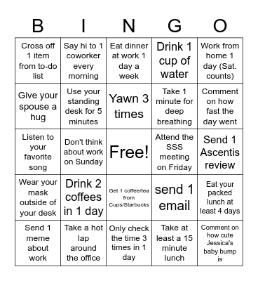 Busy Season Fun Bingo Card