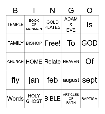 LDS Bingo Card