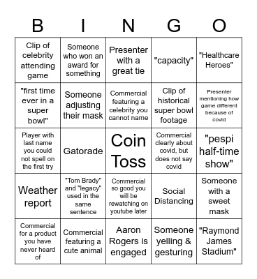 "Big Game" Bingo presented by Pepsi Bingo Card