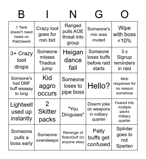 Naxx Bingo V2 Bingo Card