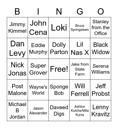 Super Bowl LV Bingo Card