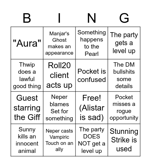 The Escapism Bingo Boogaloo Bingo Card