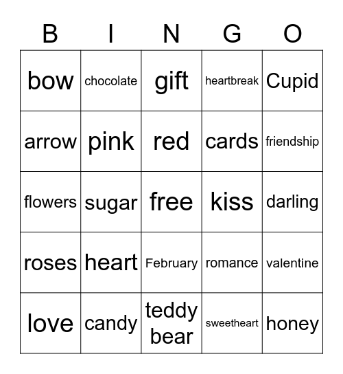 Valentine's Day Bingo Card