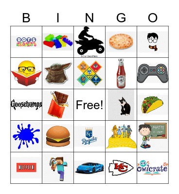 Brigham's Birthday Bingo Card