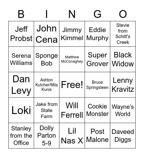 Super Bowl LV Bingo Card