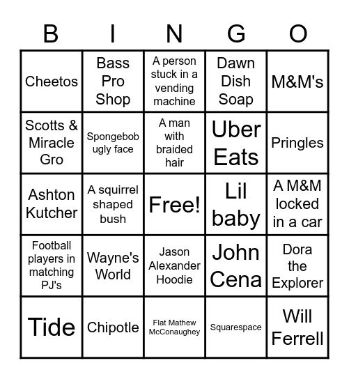 BIG FOOTBALL PARTY Bingo Card