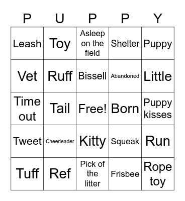 Puppy Bowl Bingo Card