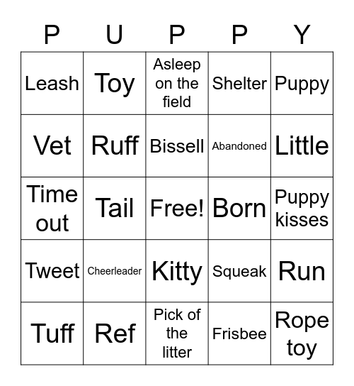 Puppy Bowl Bingo Card