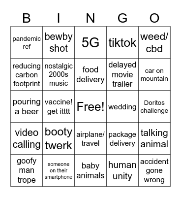 Super Bowl 2021 Bingo Card