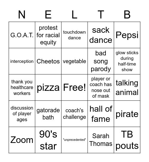 Not Everyone Loves Tom Brady Bingo Card