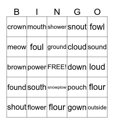 Spelling Bingo Card