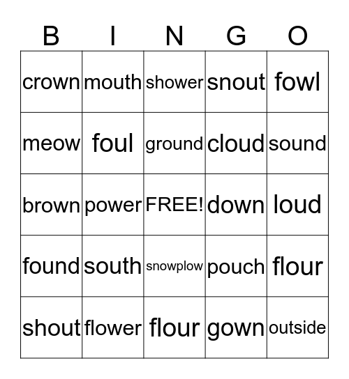 Spelling Bingo Card