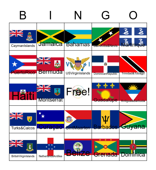 Caribbean Bingo Card