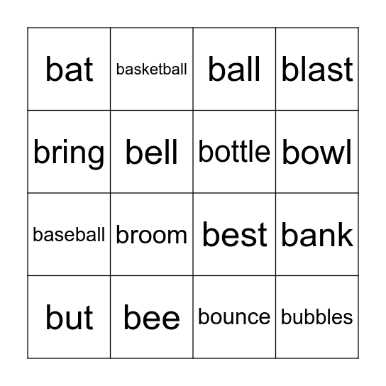 B BINGO Card