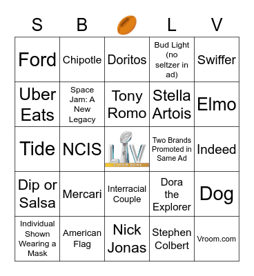 2021 Big Game Ad Bingo Card
