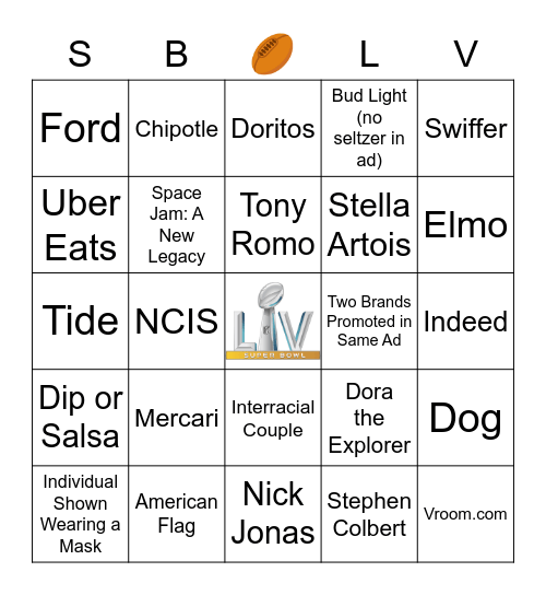 2021 Big Game Ad Bingo Card