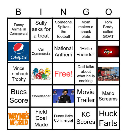 Super Bowl 55 Bingo Card