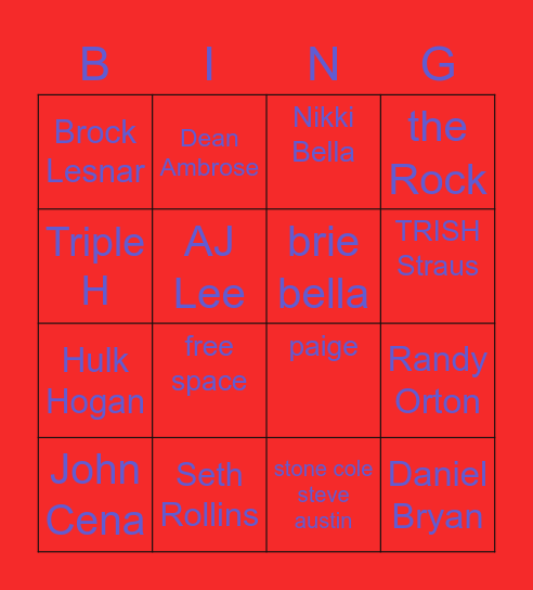 wrestling Rama Bingo Card